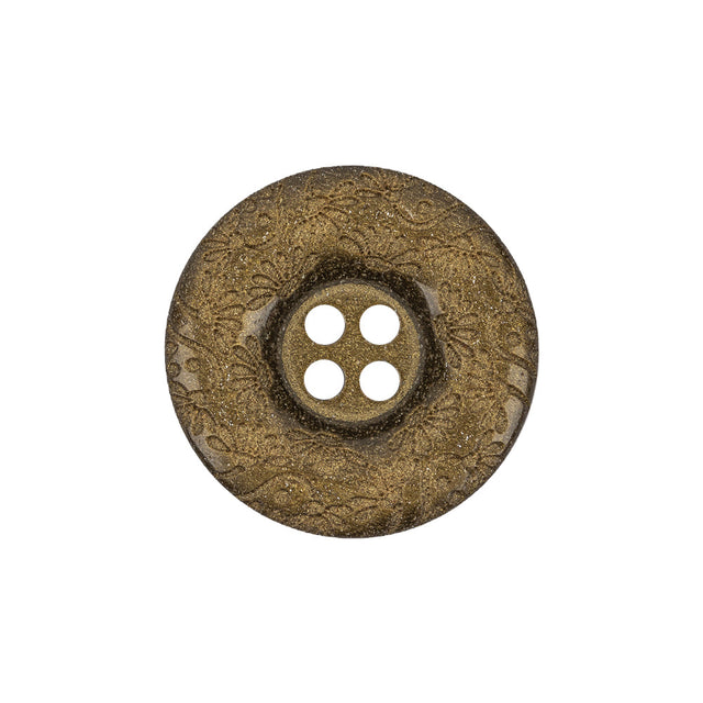 Gold Floral Iridescent Rolled Rim 4-Hole Nylon Button - 36L/23mm