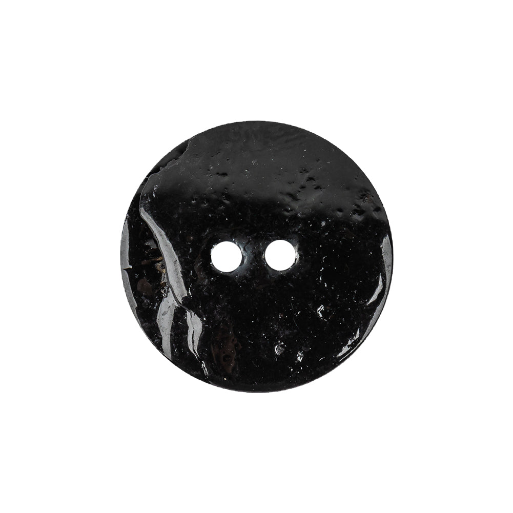 Black and Ivory Iridescent Lacquered Floral 2-Hole Shell Button - 36L/23mm