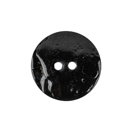 Black and Ivory Iridescent Lacquered Floral 2-Hole Shell Button - 36L/23mm