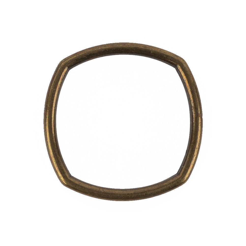 Weathered Gold Rounded Square Metal Ring - 30mm