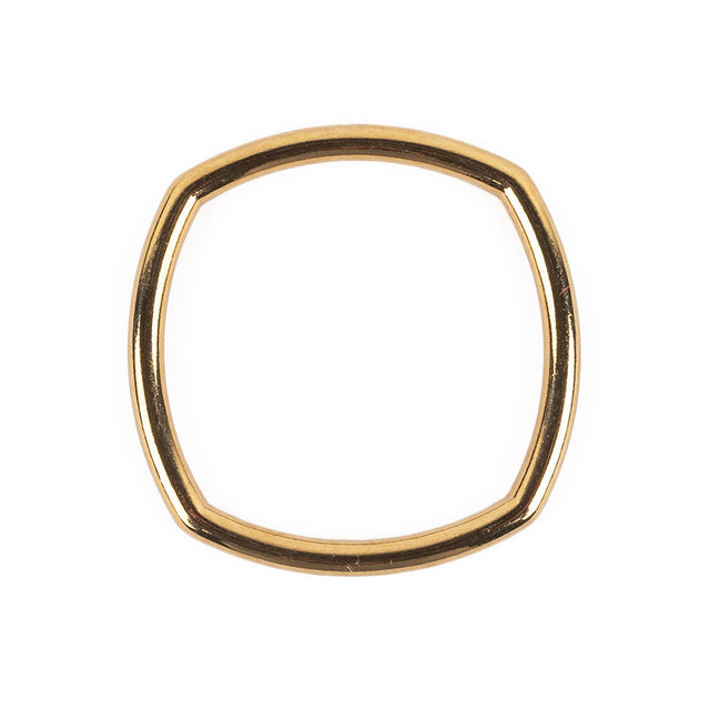 Bright Gold Rounded Square Metal Ring - 30mm