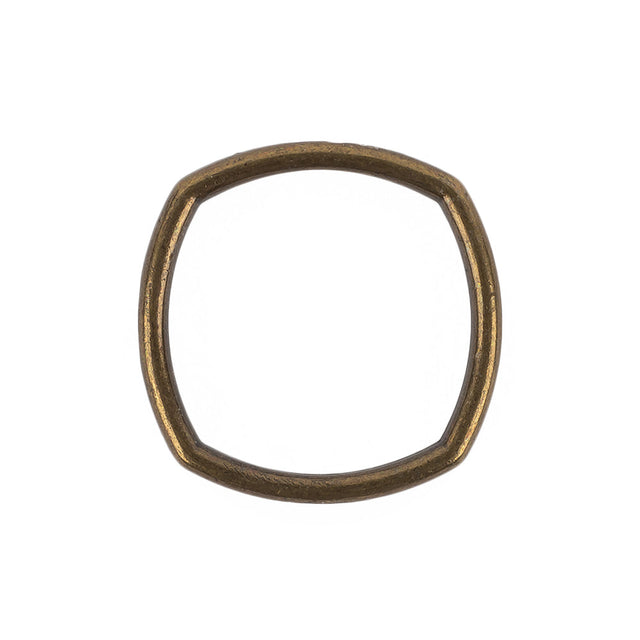 Weathered Gold Rounded Square Metal Ring - 25mm