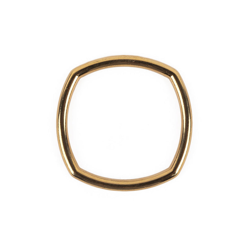 Bright Gold Rounded Square Metal Ring - 25mm