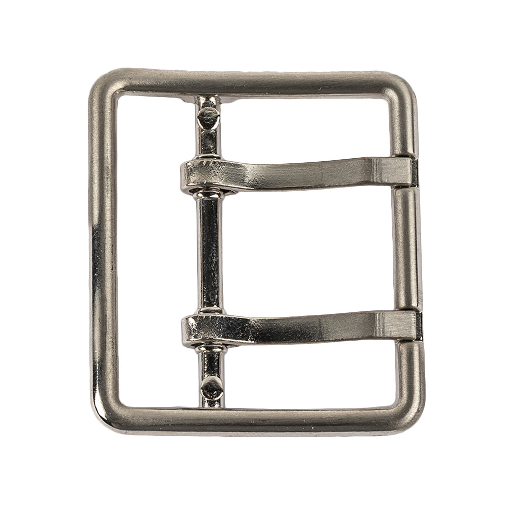 Satin Nickel Double Tongue Metal Buckle - 48mm
