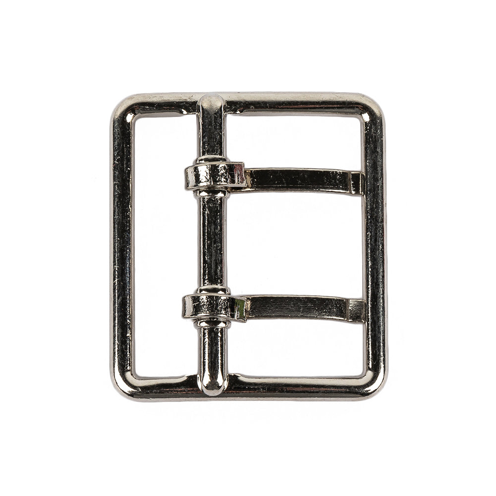 Satin Nickel Double Tongue Metal Buckle - 36mm