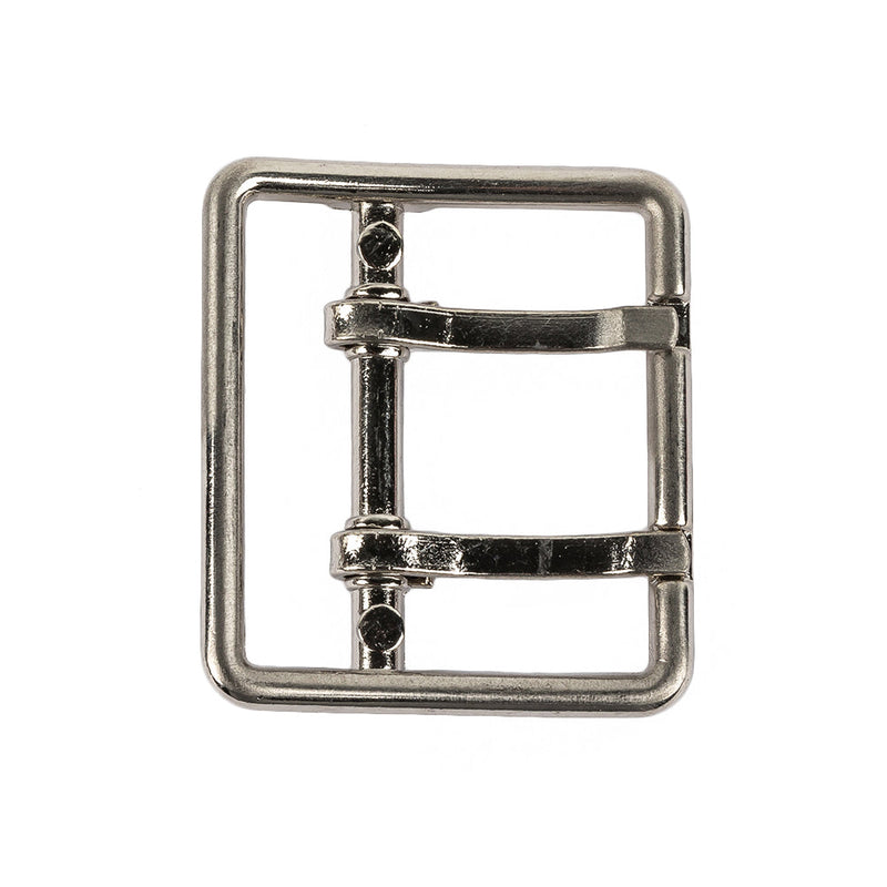 Satin Nickel Double Tongue Metal Buckle - 36mm