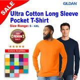 Gildan® Ultra Cotton Crewneck Long Sleeve Pocket T-Shirt - 2410