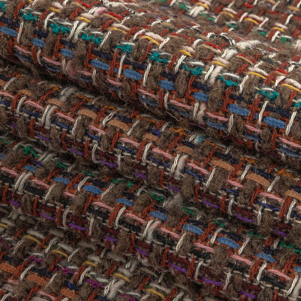 Italian Taupe, Olive and Multicolor Blended Wool Tweed