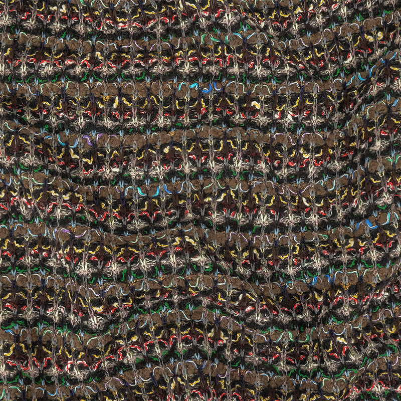Italian Army Green, Yellow and Hot Pink Stripes Boucled Wool Sweater Knit