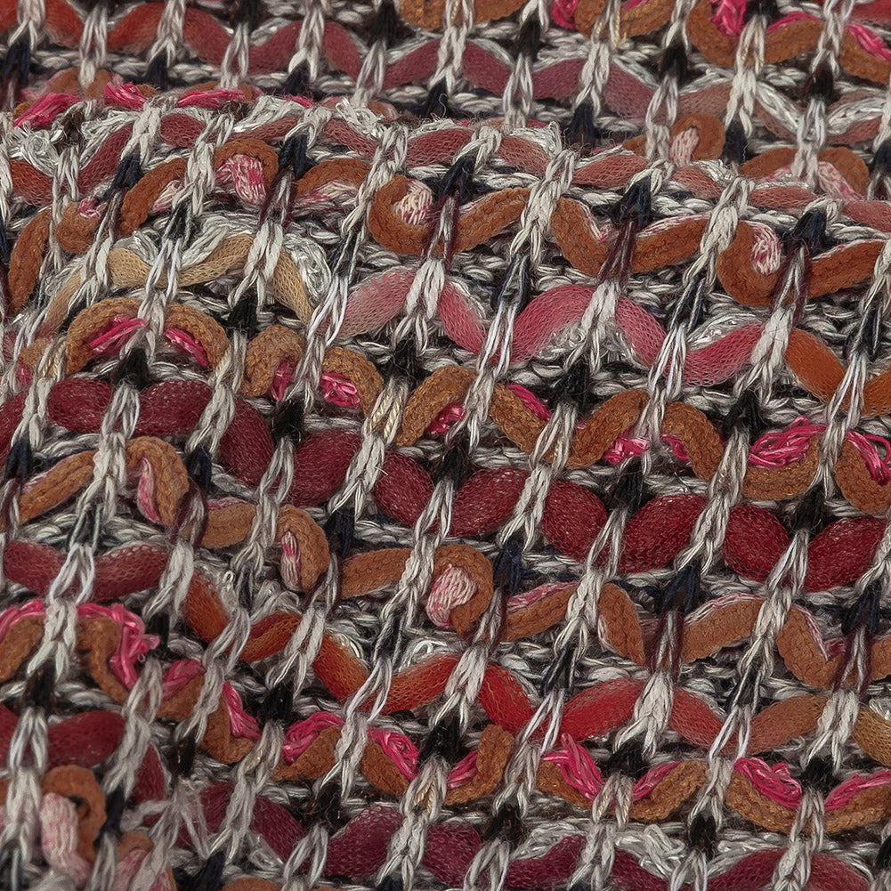 Pink, Peach and Gray Textured Stripes Sweater Knit