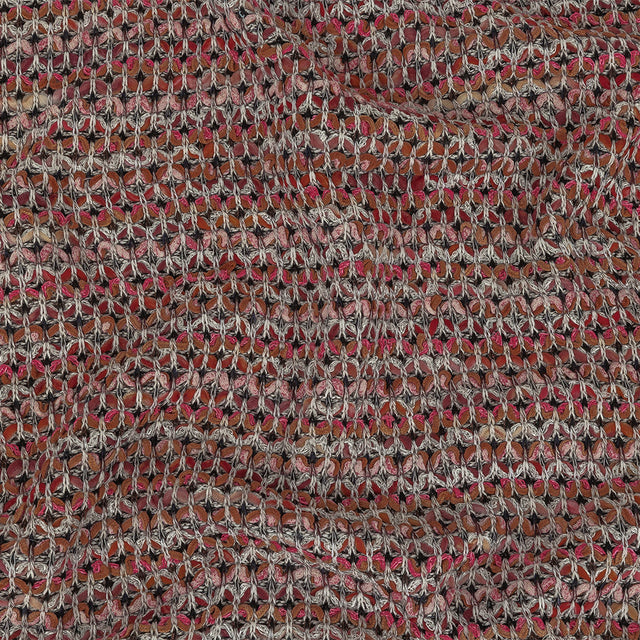 Pink, Peach and Gray Textured Stripes Sweater Knit
