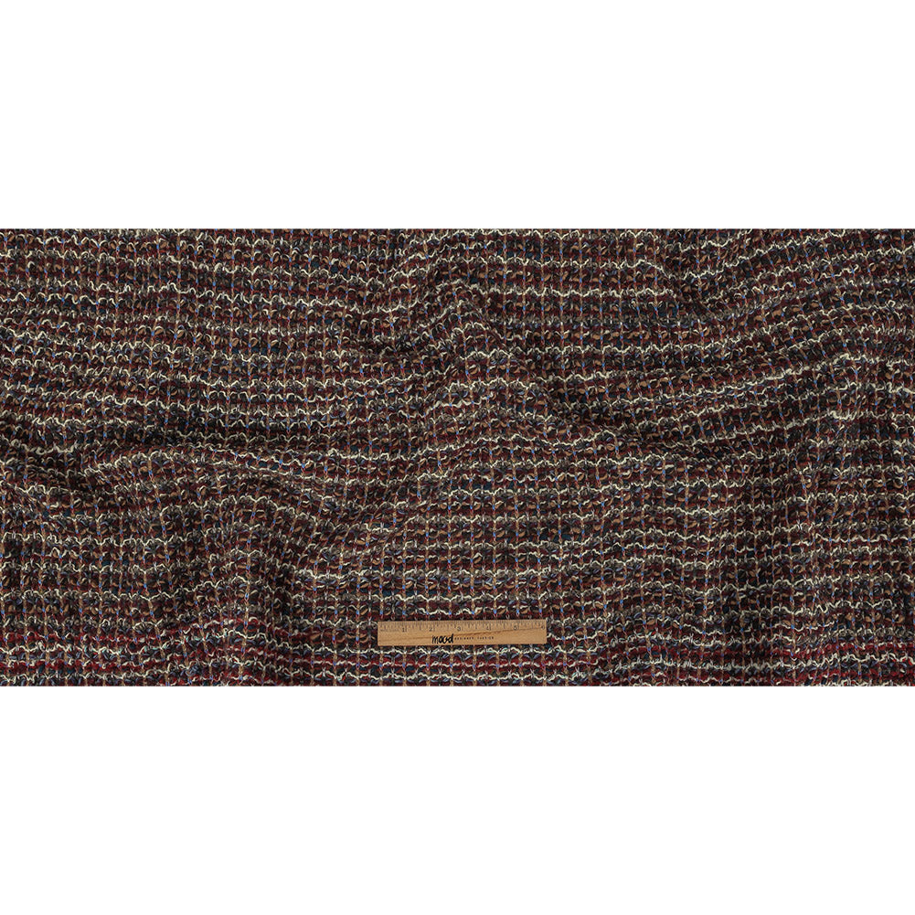 Burgundy, Gray Green and White Loopy Wool Sweater Knit