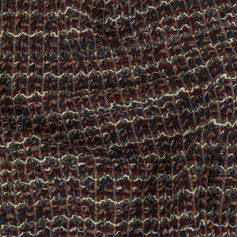 Burgundy, Gray Green and White Loopy Wool Sweater Knit