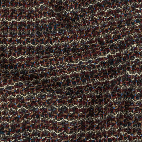 Burgundy, Gray Green and White Loopy Wool Sweater Knit