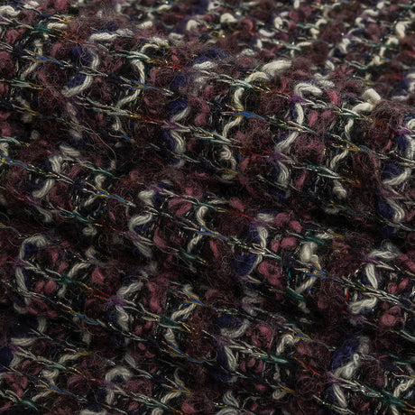 Rose, Eggplant and Metallic Silver Loopy Wool Sweater Knit
