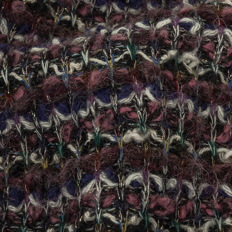 Rose, Eggplant and Metallic Silver Loopy Wool Sweater Knit