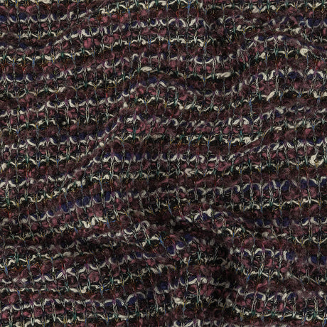 Rose, Eggplant and Metallic Silver Loopy Wool Sweater Knit