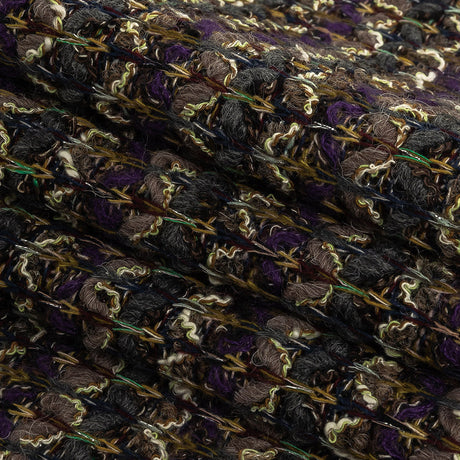 Charcoal, Purple, and Mustard Chunky Wool Knit with Metallic Silver Accents