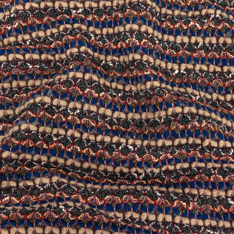 Blue, Sesame, and Wine Chunky Striped Wool Knit