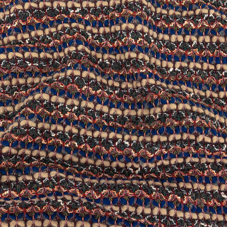 Blue, Sesame, and Wine Chunky Striped Wool Knit