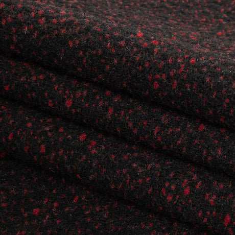 Black and Dark Pink Speckled Tactile Woolen Woven