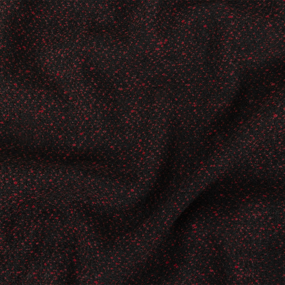 Black and Dark Pink Speckled Tactile Woolen Woven