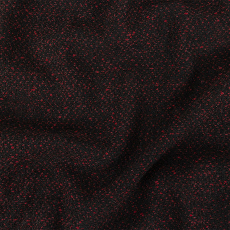 Black and Dark Pink Speckled Tactile Woolen Woven