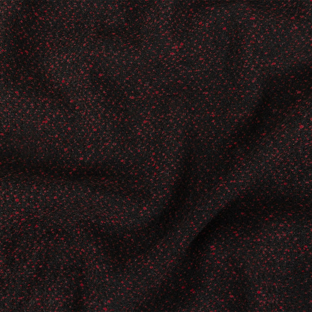 Black and Dark Pink Speckled Tactile Woolen Woven