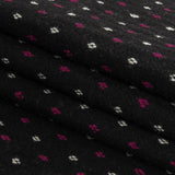 Black, White and Magents Diamonds Brushed Blended Cotton Jacquard