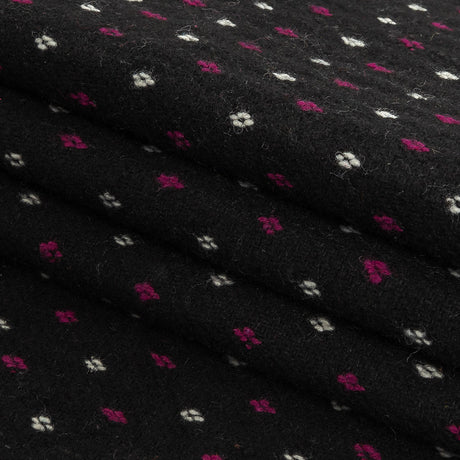 Black, White and Magents Diamonds Brushed Blended Cotton Jacquard