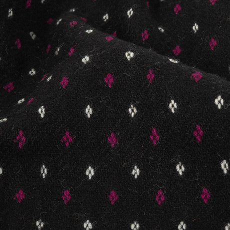 Black, White and Magents Diamonds Brushed Blended Cotton Jacquard