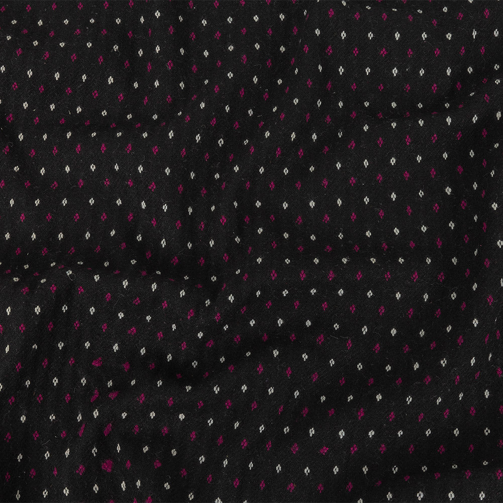 Black, White and Magents Diamonds Brushed Blended Cotton Jacquard