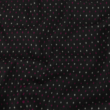 Black, White and Magents Diamonds Brushed Blended Cotton Jacquard