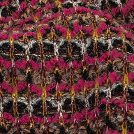 Italian Hot Pink, Gray and Mustard Stripes Wool Boucle Sweater Knit