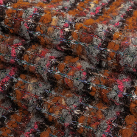 Italian Pumpkin, Drizzle, and Fandango Pink Striped Wool Boucle Knit