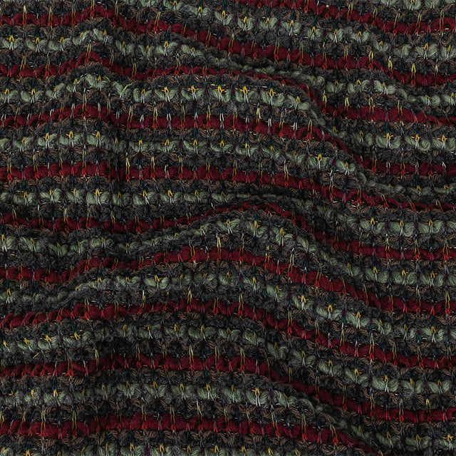 Italian Burgundy, Raven and Brunette Striped Chunky Wool Knit