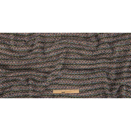 Italian Navy, Dusty Blue and Green Striped Boucle Wool Sweater Knit