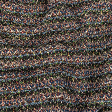 Italian Navy, Dusty Blue and Green Striped Boucle Wool Sweater Knit