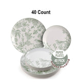 40 Count Yaffa Design Disposable Paper Plates for Party, Wedding, Dinner, Elegant