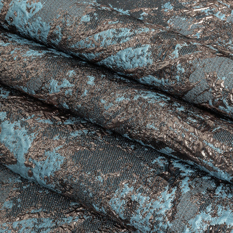 Sky and Rose Gold Abstract Metallic Brocade