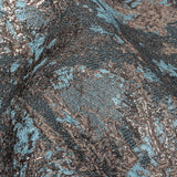 Sky and Rose Gold Abstract Metallic Brocade
