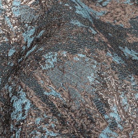 Sky and Rose Gold Abstract Metallic Brocade