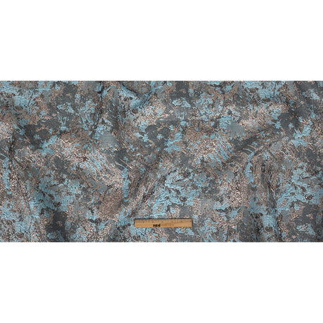 Sky and Rose Gold Abstract Metallic Brocade