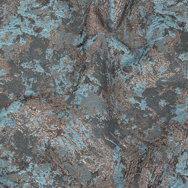 Sky and Rose Gold Abstract Metallic Brocade