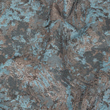 Sky and Rose Gold Abstract Metallic Brocade