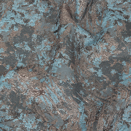 Sky and Rose Gold Abstract Metallic Brocade