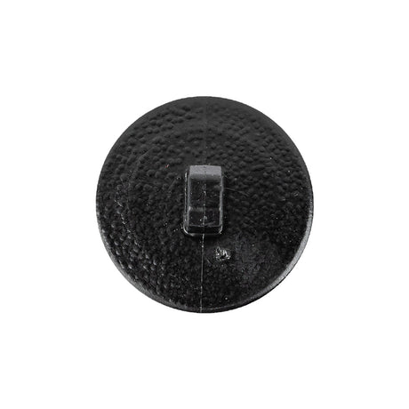 Italian Shiny Black Basketweave Embossed Faux Leather Button - 36L/23mm