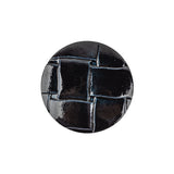 Italian Shiny Navy Basketweave Embossed Faux Leather Button - 36L/23mm