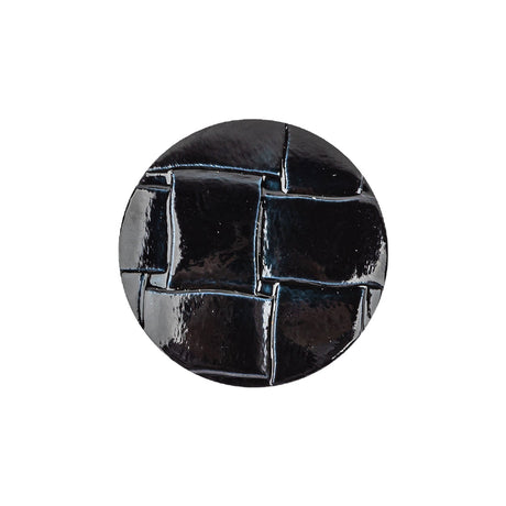 Italian Shiny Navy Basketweave Embossed Faux Leather Button - 36L/23mm
