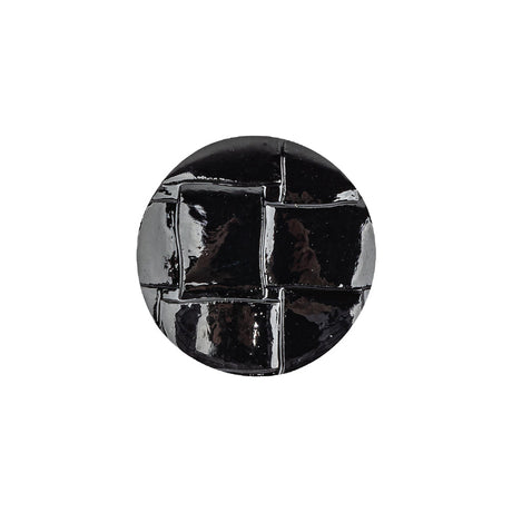 Italian Shiny Black Basketweave Embossed Faux Leather Button - 32L/20mm